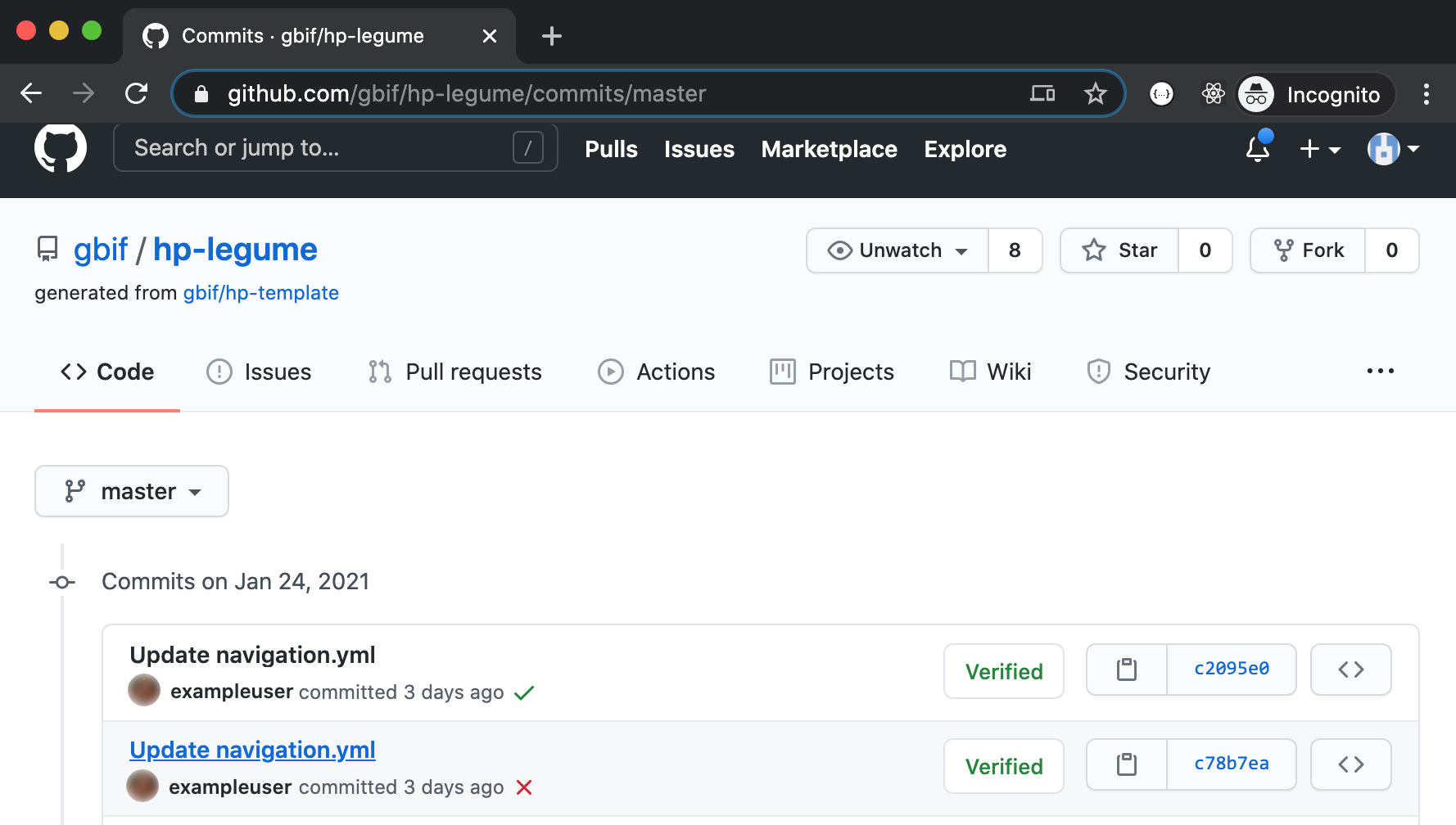 Commit history Commit history